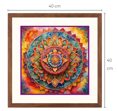 Uusi Mandala taulu koko 40 cm x 40 cm kehyksineen