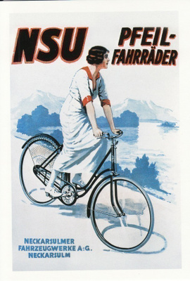 Mainos NSU Pfeil-pyörä (postikortti)