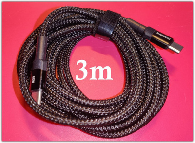 Musta punottu Toocki USB C - PD 60W kaapeli /3m #29690