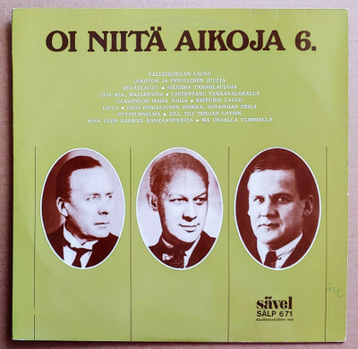 OI NIITÄ AIKOJA 6 – Finnlevy Sävel LP 1971 - 1920-luvulta