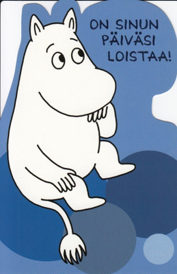Muumit Muumipeikko sininen tausta (muotoonleik. kortti)