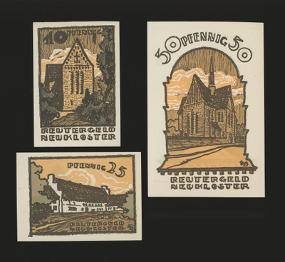 Saksa Notgeld 10, 25, 50 Pfg, Neukloster 1922