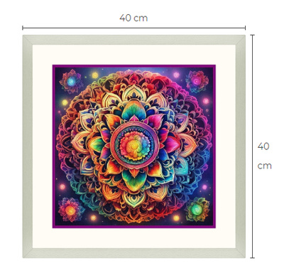 Uusi Mandala taulu koko 40 cm x 40 cm kehyksineen