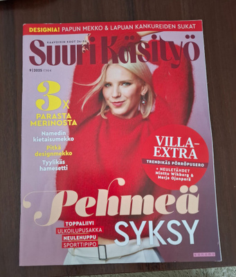 Suuri Käsityö lehti , nro 9/2025 mm. Villasukat
