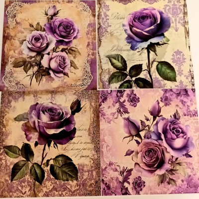 Kuviokartonki RUUSUT / 4 kpl -setti / 15 x 15 cm