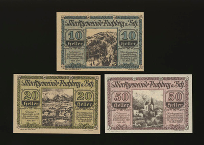 Itävalta Notgeld 10, 20, 50 Heller, Puchberg a. Sch.