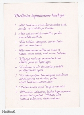 MELKEIN KYMMENEN KÄSKYÄ