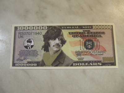 Ringo Starr miljoona dollaria seteli.