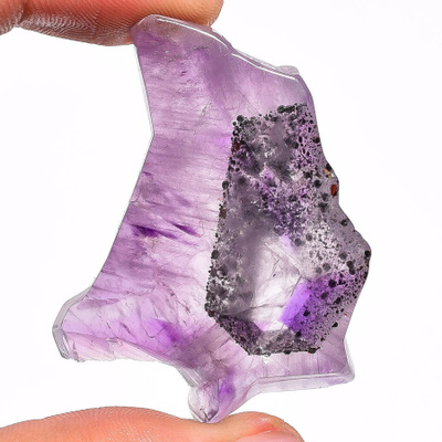 Ametisti kiillotettu siivu 71.78 ct fanttomi poikkileikkaus