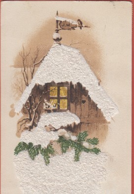 Mökki lumen peitossa - kulk v 1920?