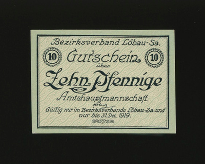 Saksa Notgeld 10 Pfennig, Löbau 1918