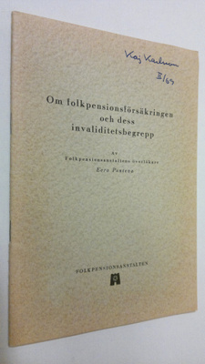 Eero Ponteva : Om folkpensionsförsäkringen och dess inval...