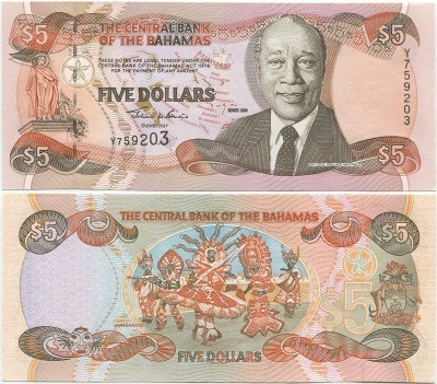 Bahamas 5 Dollars 2001 (P-63b) UNC