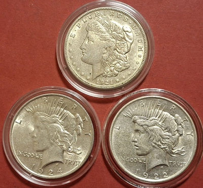 9 x USA 1 Dollar Proof 900 hopea rahoja - hopean hinnalla.
