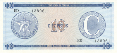 Cuba 10 Pesos 1991 P FX22 #159