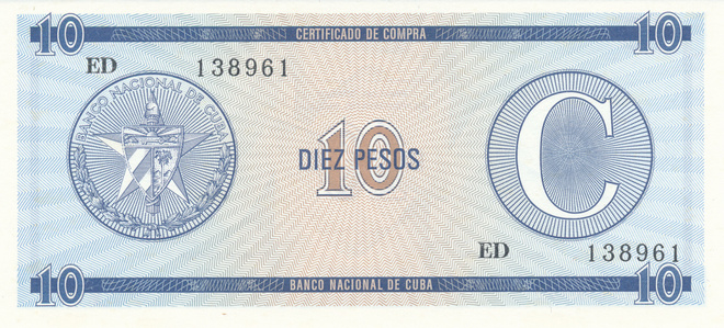 Cuba 10 Pesos 1991 P FX22 #159