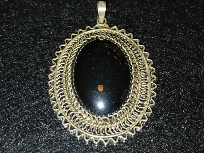 Iso Vintage musta kivi Hopea riipus 925