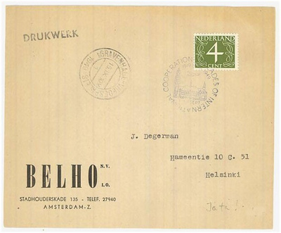 Hollanti 1949 erikoisleimakuori Suomeen