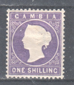 Gambia 1886  1sh liimakkeellisena.