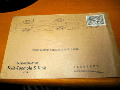 1953 Pori liikekuori lentopostiviestillinen