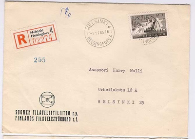 1963 75p Pyhäkoski kirjattu paikalliskirje