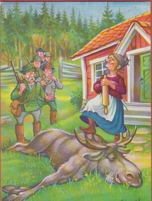 Fingal Emännällä hirvi jo saaliina pihalla