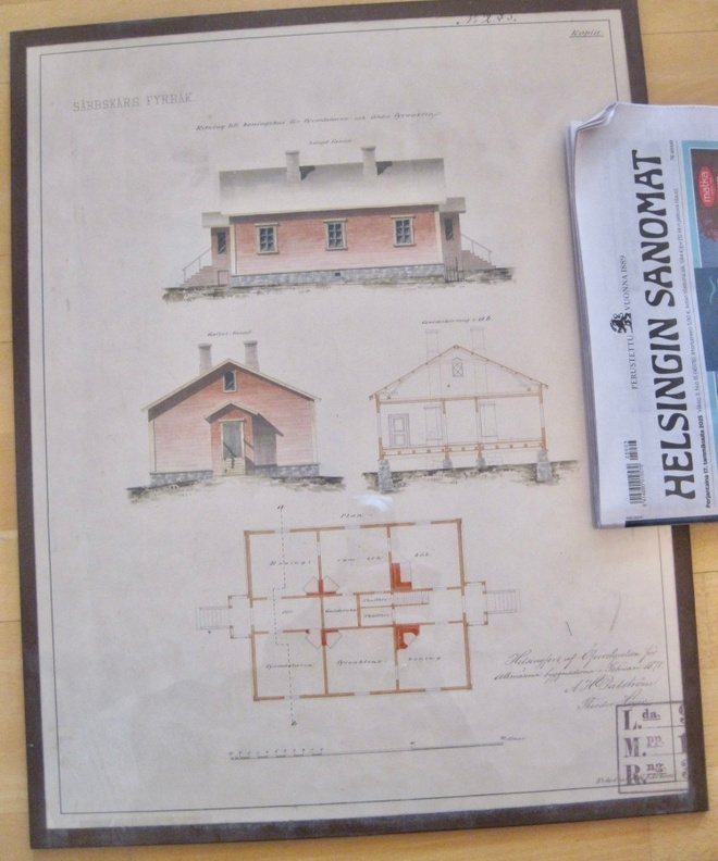 VANHA Piirros Piirustus Majakka Säppi Säbbskår 1871
