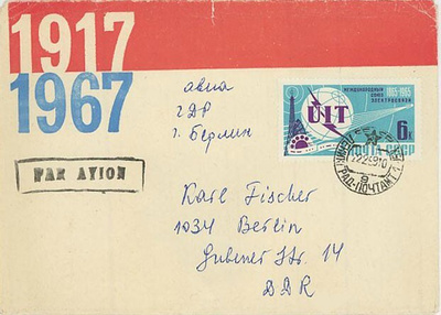 N-liitto Mi 3031 (UIT) lentokirje DDR:ään