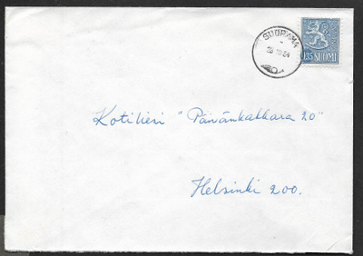 Postilähetys - Yl.m. 0,35mk (LAPE 613) Suorama 28.10.64