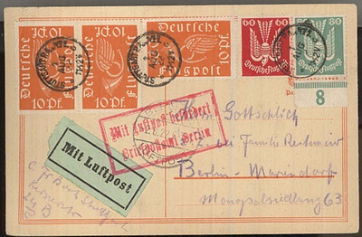 Saksa Mi 214 ym lentokortti 1922