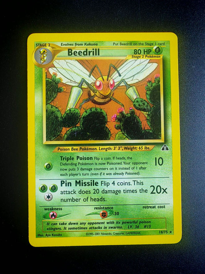 Pokemon kortti Beedrill Neo Discovery rare