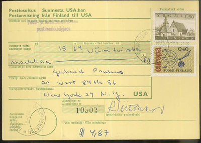 1963 50p Lammi ym postiosoitus USAhan