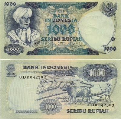 Indonesia 1000 Rupiah 1975 UNC, P-113, UNC