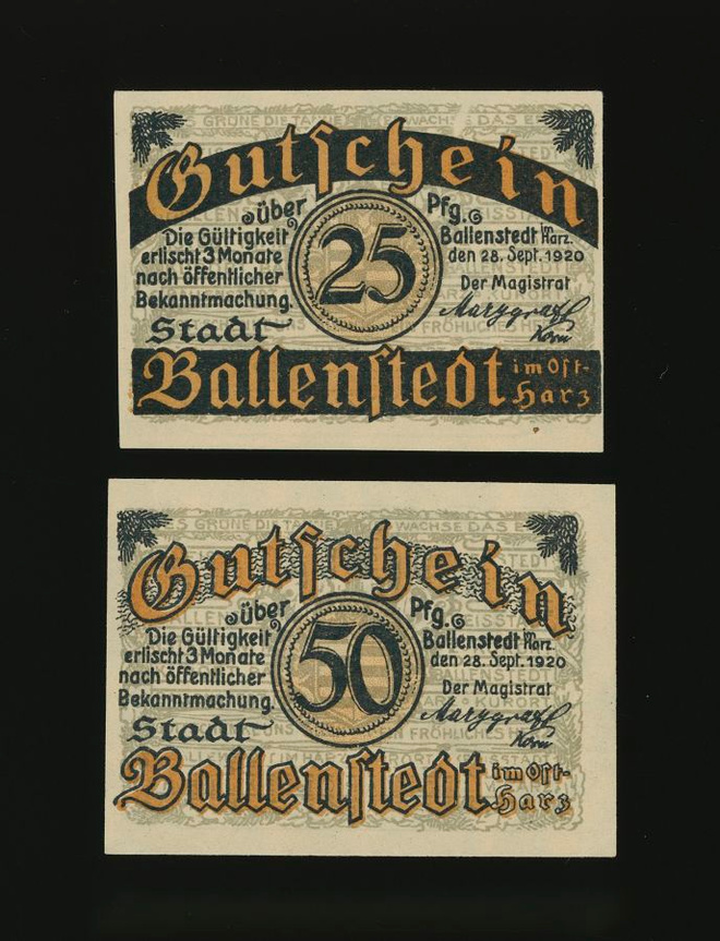 Saksa 25, 50 Pfennig, Ballenstedt 1920