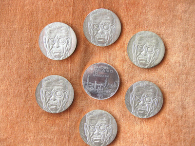 Hopeajuhlarahat 6 x Paasikivi 10mk + 10mk 1971 ilman H:ta