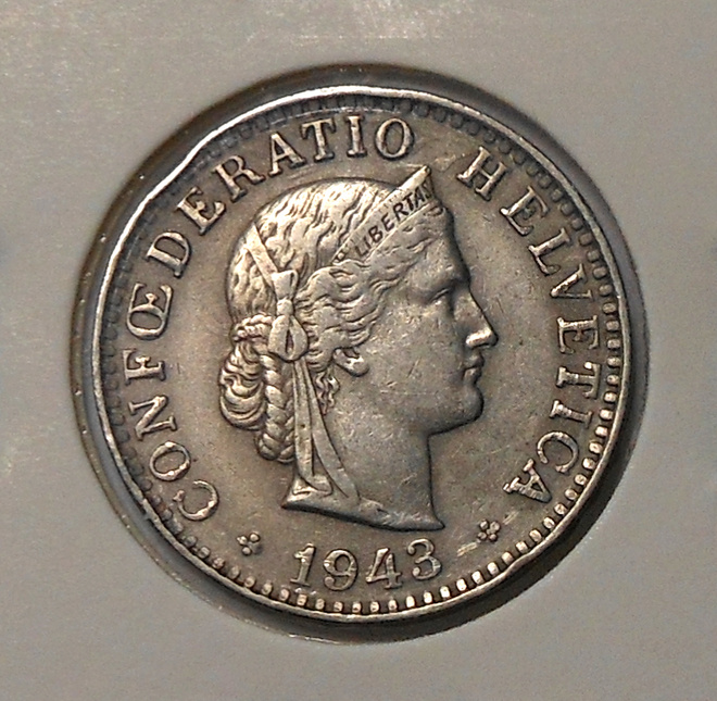 Switzerland. 20 rappen 1943.