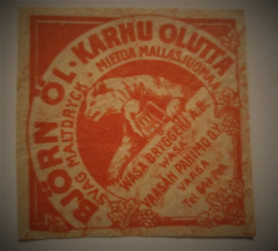 JUOMA ETIKETTI -  VAASA KARHU OLUTTA  (K15-S84)
