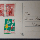 Glad Jul joulukortti + SPR postimerkit ja joulumerkki 1955 - pikkukuva 1