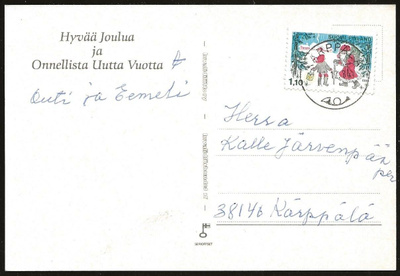 Joulupostimerkki 1,10mk (1984) Kärppälä kortilla loisto