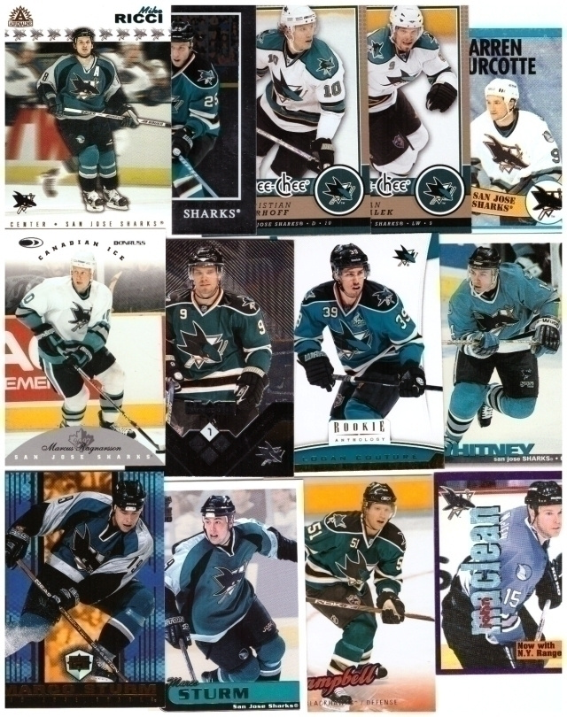 13 x SAN JOSE SHARKS mm. RICCI, CLOWE.....