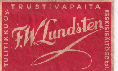 F. W. Lundsten . Tulitikku Oy  s14/1