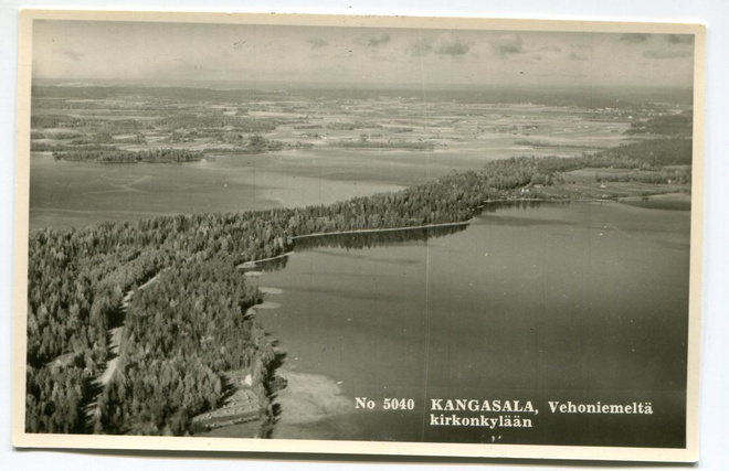 Ilmavalokuva - Kangasala, Vehoniemeltä kirkonkylään