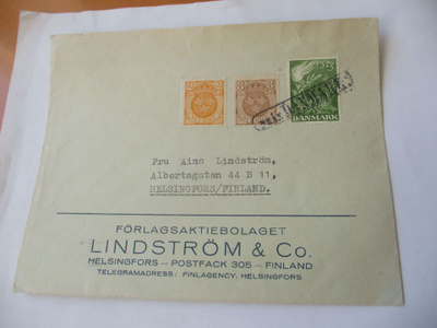 1948 Från Danmark laivapostikuori Hkiin