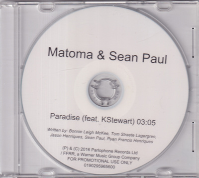 Matoma & Sean Paul - Paradise (CDr, Single, Promo)
