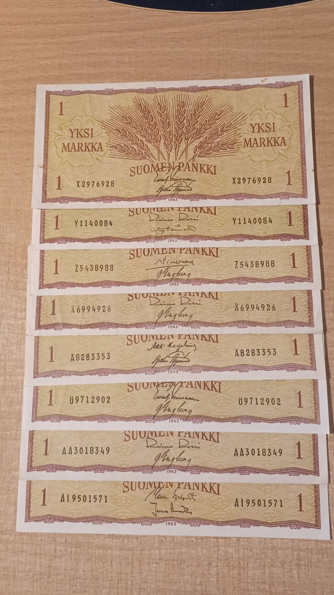 1 mk 1963 X - AI-sarjat. 8kpl KL 5 - 9