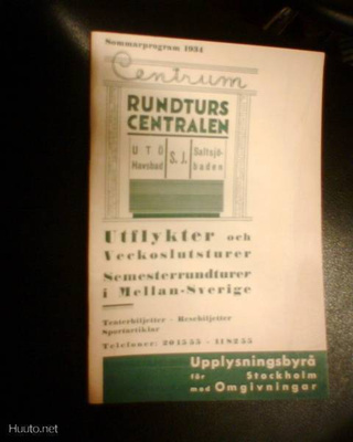 Matkaopas 1934 : RUNDTURS CENTRALEN ( Ruotsi ) Sis.pk:t