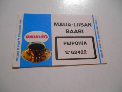 TT Etiketti Paulig Maija-Liisan Baari Peipohja