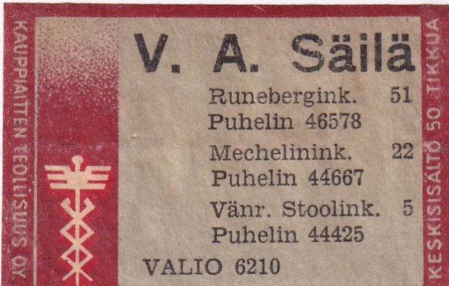 Helsinki, V. A. Säilä, Valio 6210  4/7