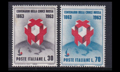 Italia 1145-6 ** Punainen Risti 100v (1963)