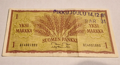 Lahtelaisen Bar 31 - Pikkujoululippu vuodelta 1989